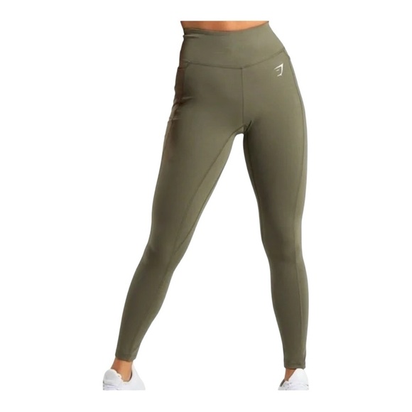 Gymshark Olive Green High-Waisted Leggings - Picture 1 of 5